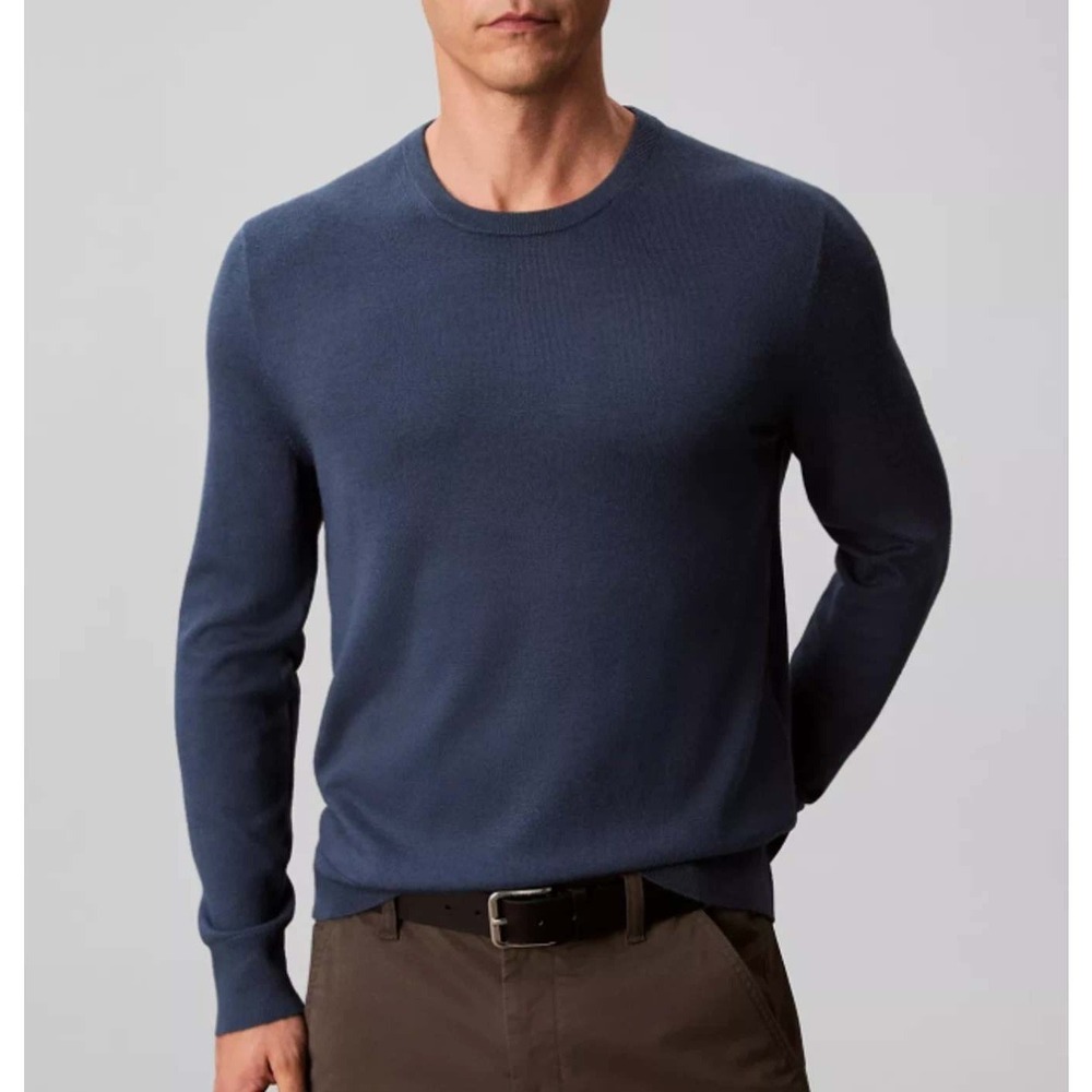 NWT Calvin Klein Sweater Men's XL Dark Sapphire Blue Cotton Crew Neck